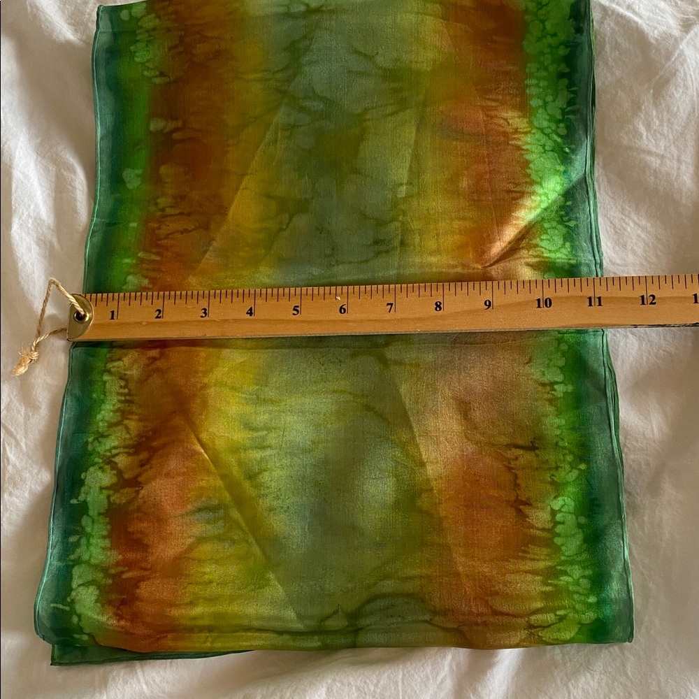 100% Silk Scarf Multicolor Tie-Dye Scarf - Picture 5 of 5